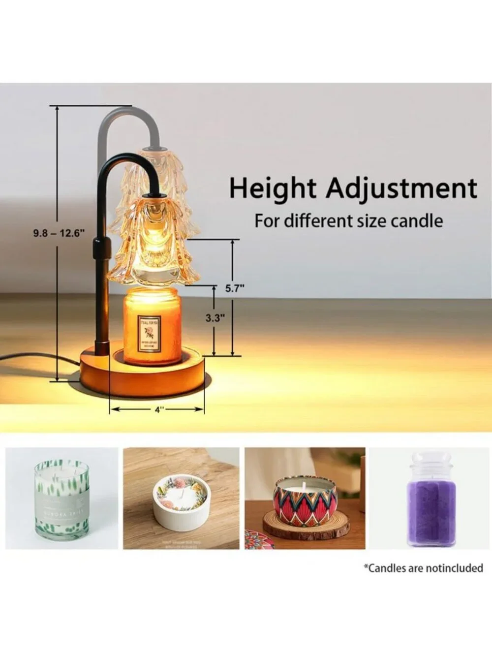 Adjustable Candle Warmer Lamp with Timer & Dimmer - Perfect for Home Decor